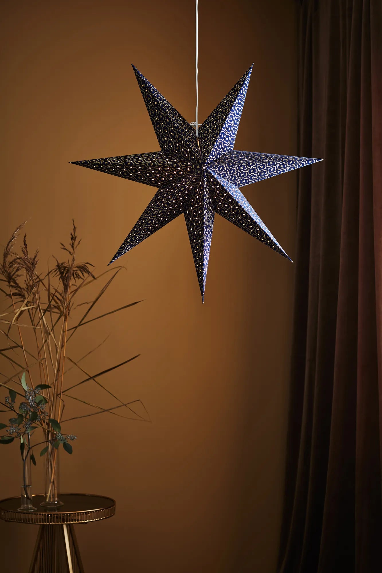Baroque blå julstjärna 75 cm julbelysning | Baroque blue Christmas star light | Baroque blau Weihnachtsstern Beleuchtung