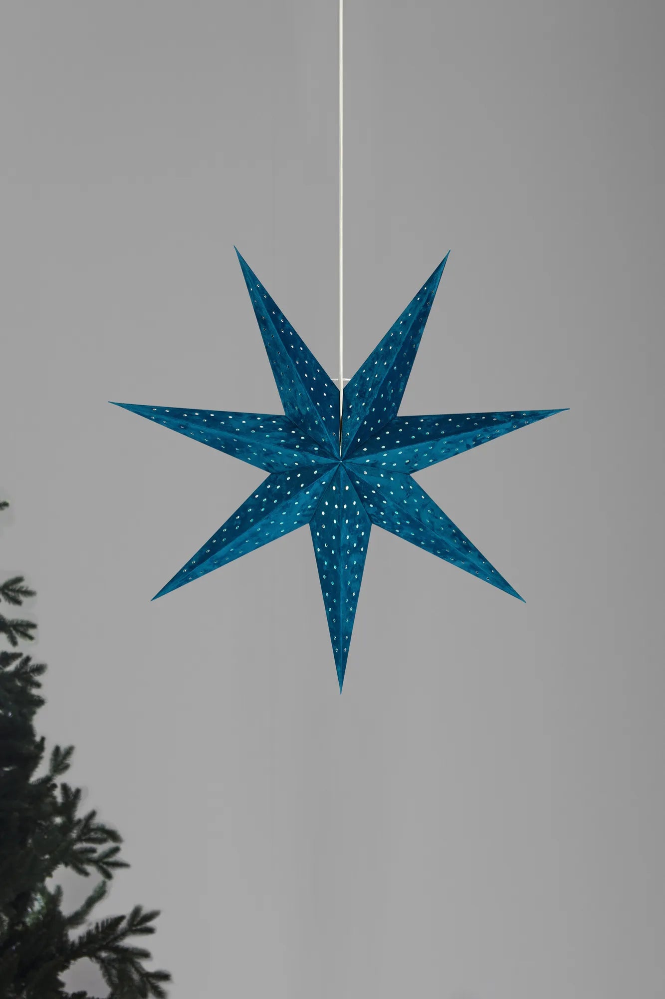 Velours blå julstjärna 75 cm julbelysning skandinavisk design | Velours blue Christmas star light Scandinavian | Velours blau