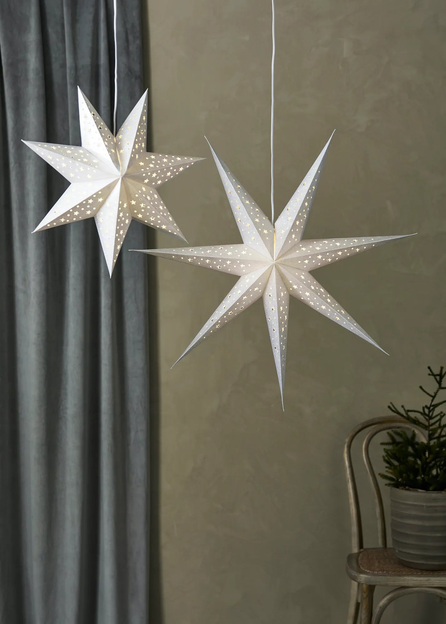 Blank silver julstjärna 45 cm julbelysning | Blank silver Christmas star light | Blank Silber Weihnachtsstern Beleuchtung