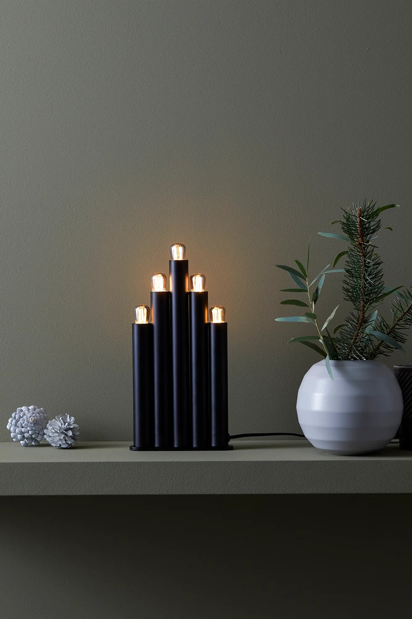 Organo svart adventsljusstake julbelysning | Organo black advent candle holder | Organo schwarz Adventsleuchter