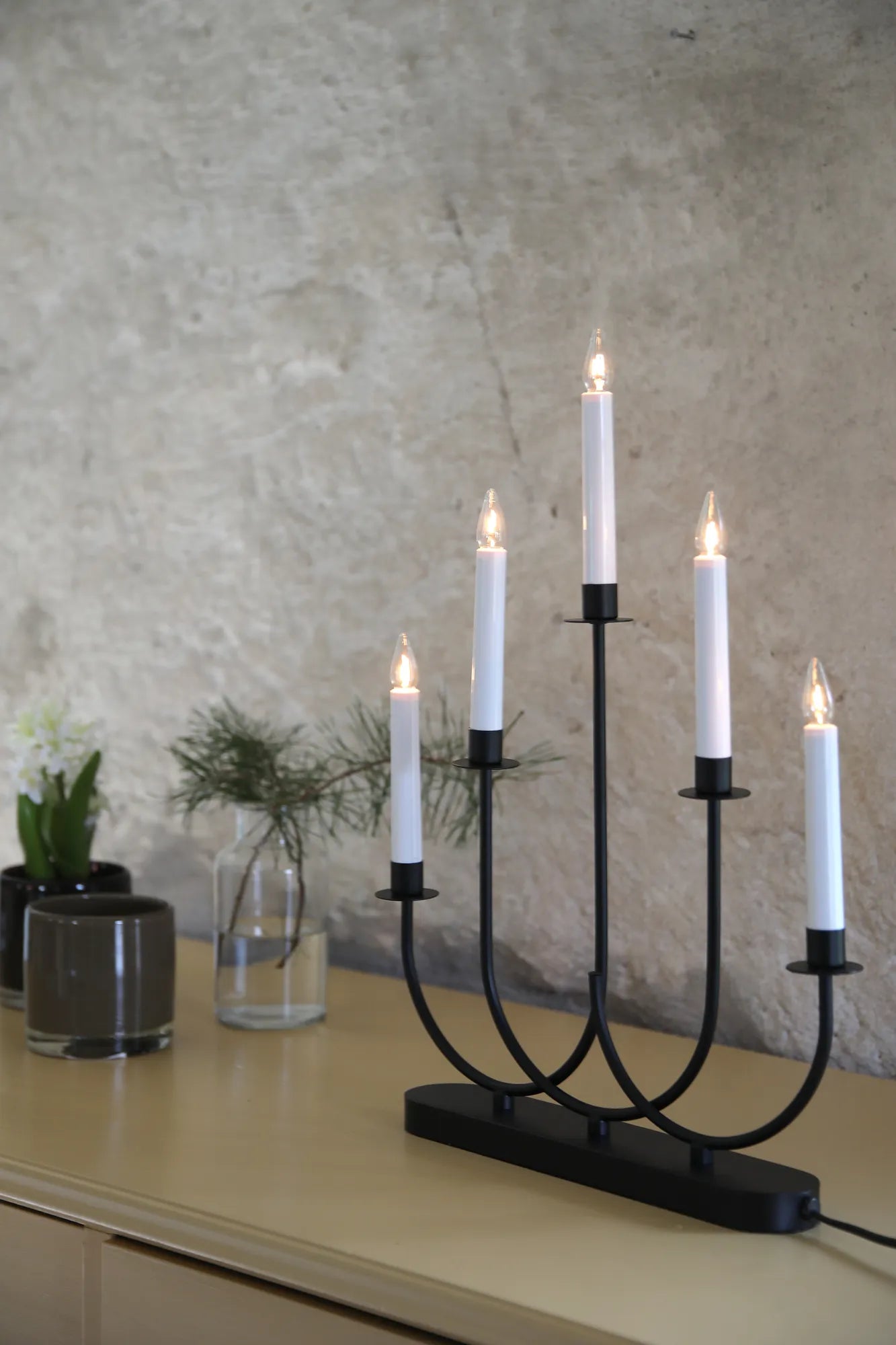 Soro svart adventsljusstake julbelysning | Soro black advent candle holder | Soro schwarz Adventsleuchter