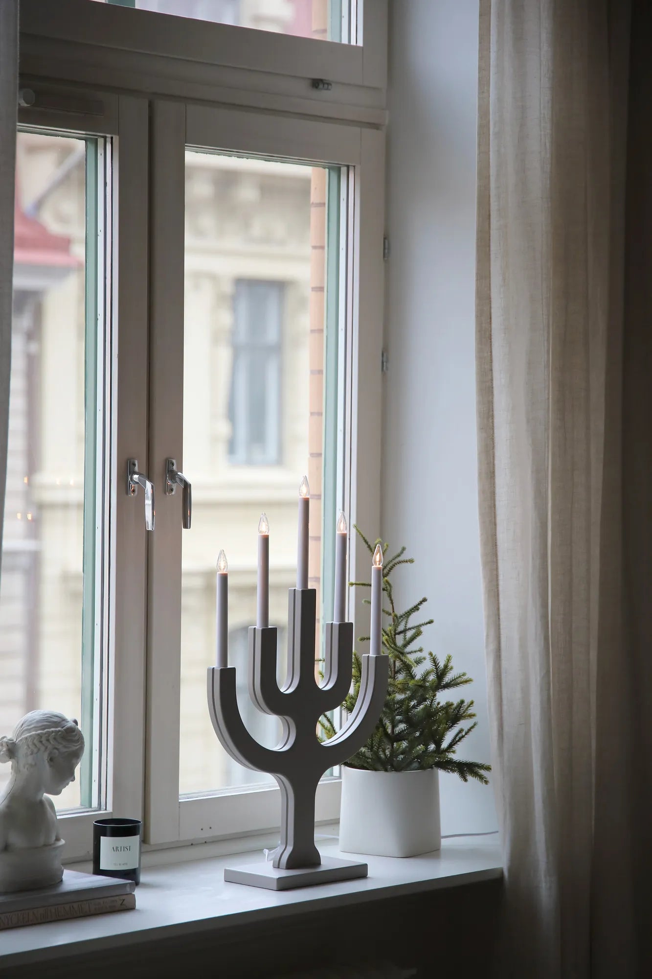 Sapin Advent Candlestick Greige 65 cm