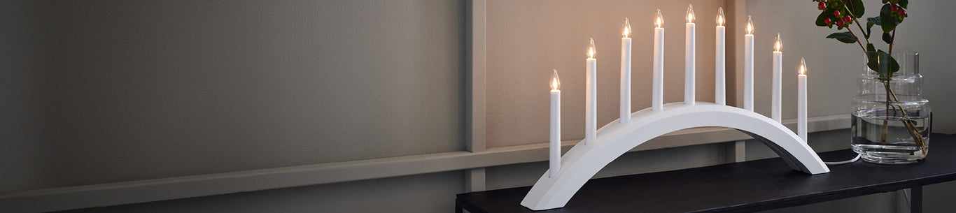 Nioarmade ljusstakar för advent och jul – Nine-armed Advent Candlestick for Advent and Christmas – Nine-armed