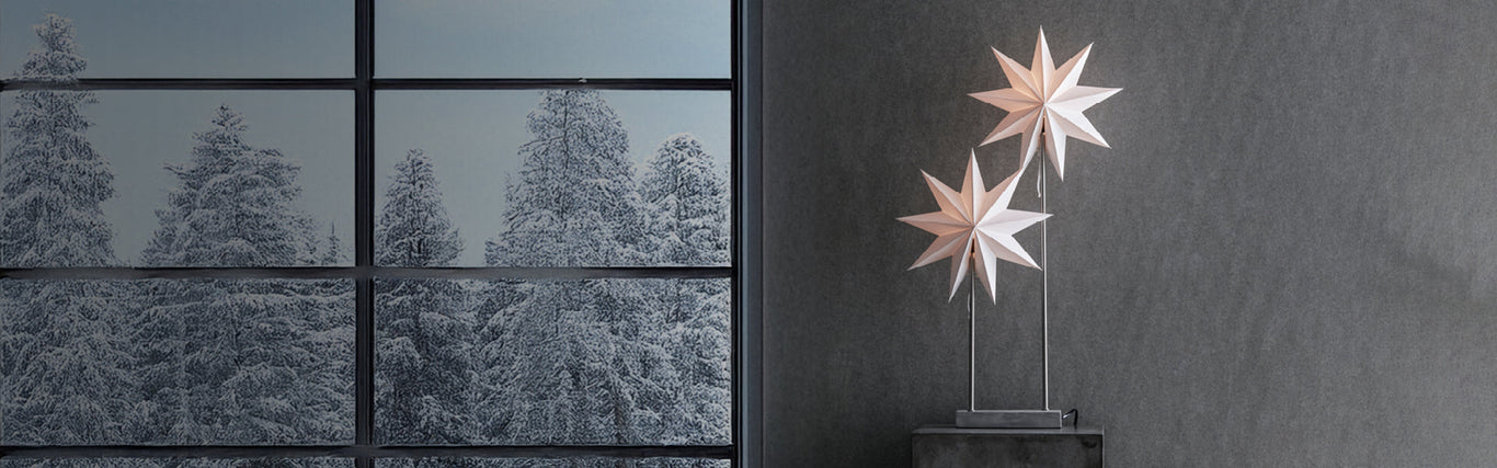 Julbelysning efter material för advent och jul – Christmas lighting by material for Advent and Christmas – Weihnachtsbe