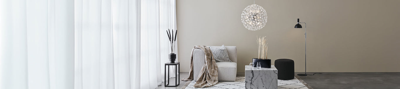 Belysning efter material skandinavisk design för kök, vardagsrum – Lighting by material Scandinavian design for kitchen