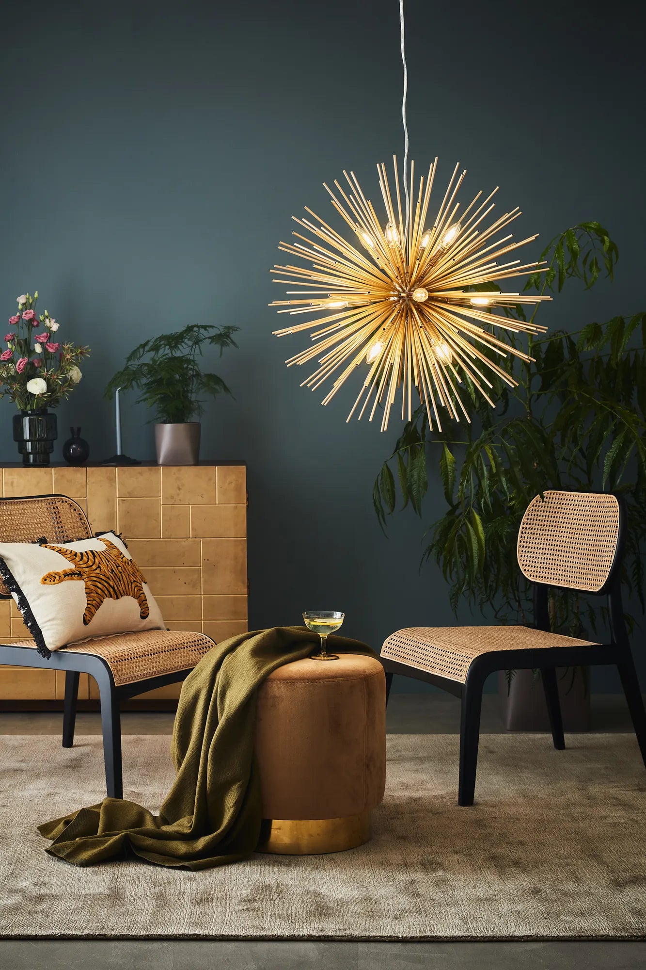 Soleil guld taklampa belysning | Soleil gold pendant lamp | Soleil Gold Pendelleuchte