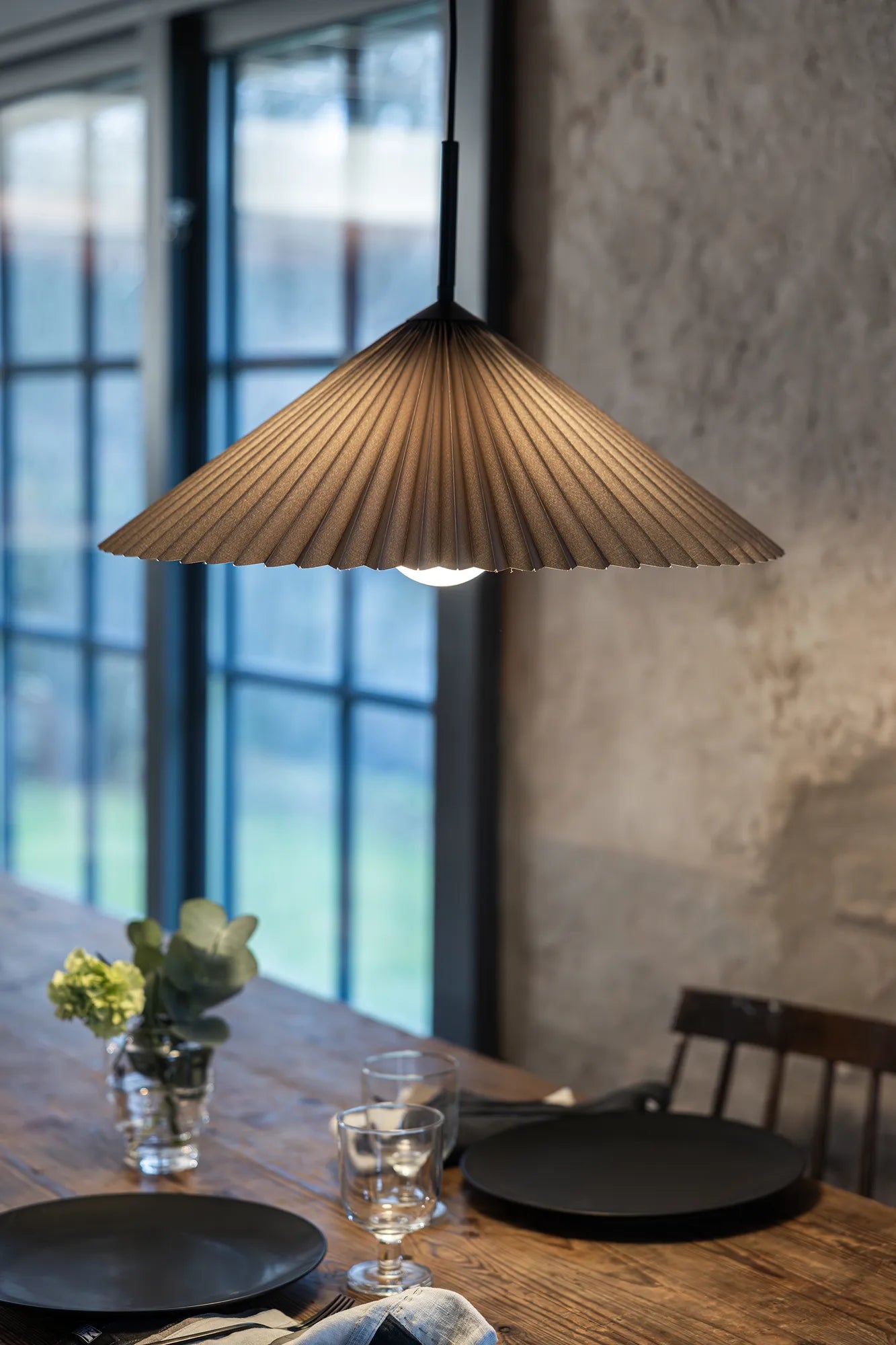 Plisado grå taklampa 50 cm belysning | Plisado grey pendant lamp | Plisado grau Pendelleuchte
