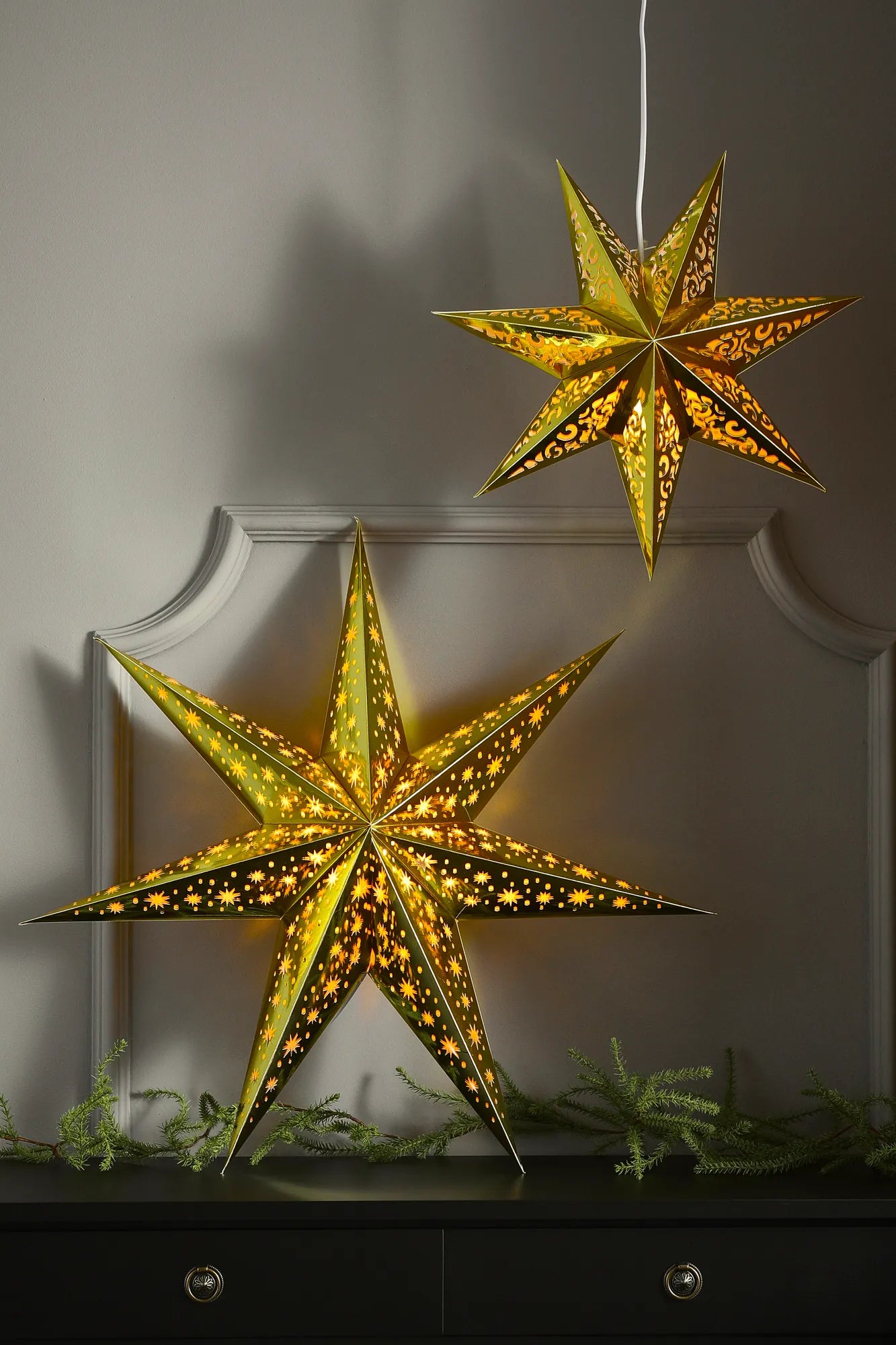 Vallby guld julstjärna 45 cm julbelysning | Vallby gold Christmas star light | Vallby Gold Weihnachtsstern Beleuchtung
