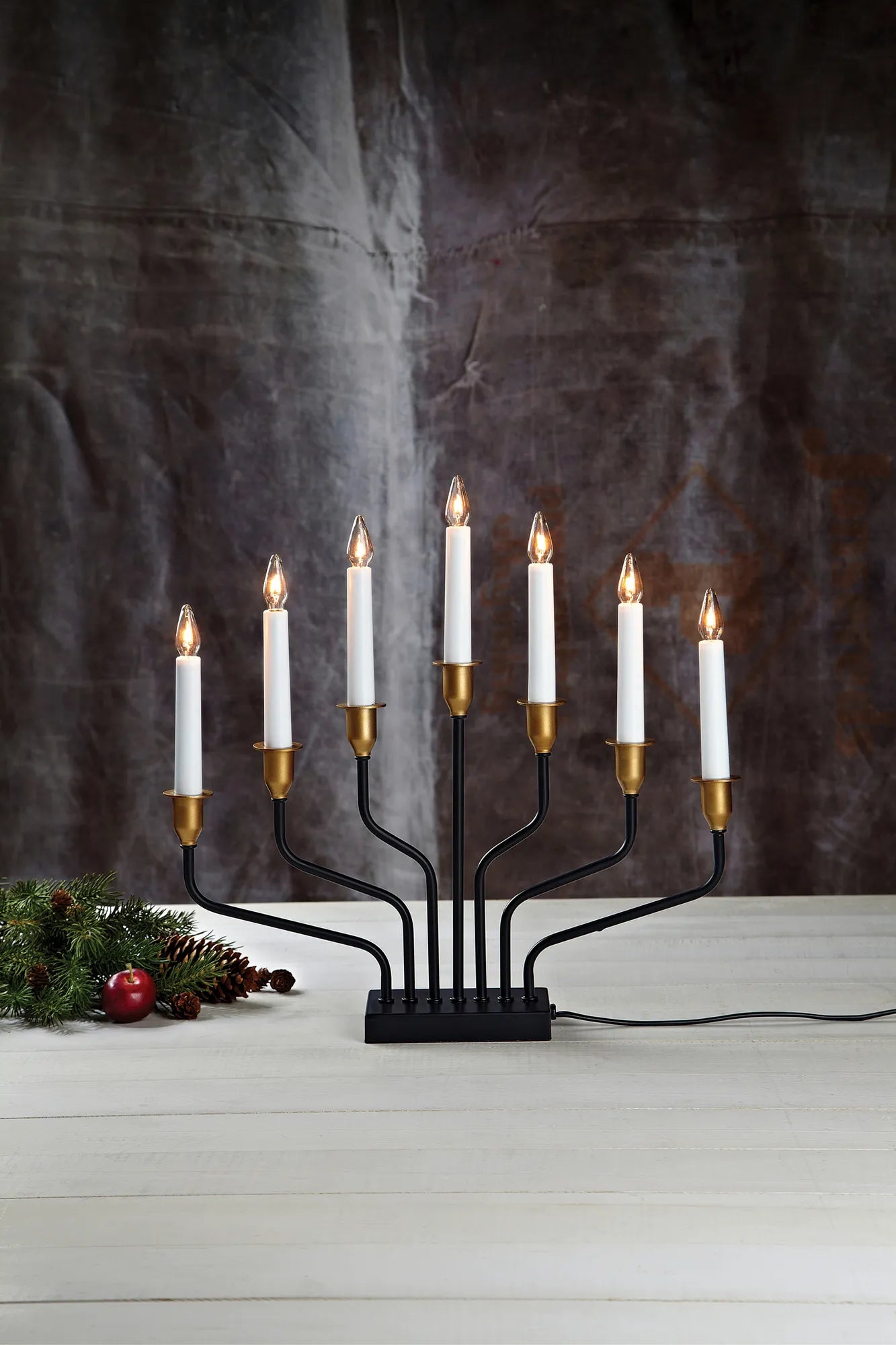 Brosa svart adventsljusstake julbelysning | Brosa black advent candle holder | Brosa schwarz Adventsleuchter