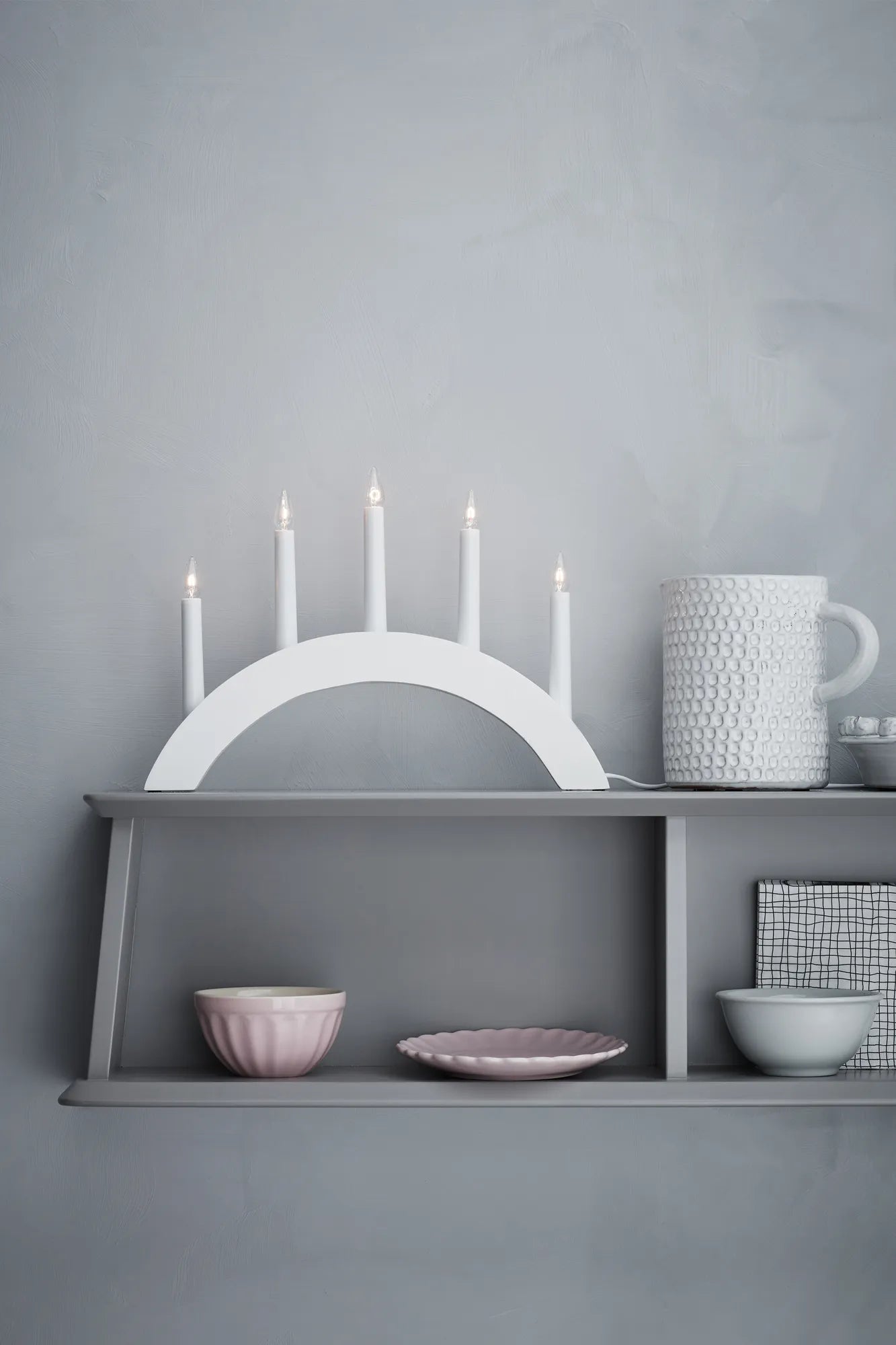 Atle vit adventsljusstake julbelysning | Atle white advent candle holder | Atle weiß Adventsleuchter