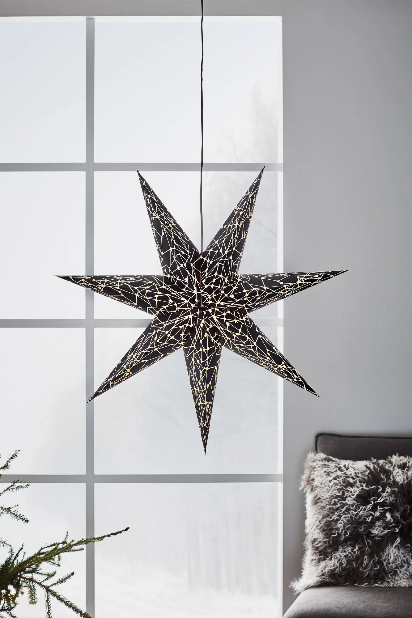 Karla svart julstjärna 75 cm julbelysning | Karla black Christmas star light | Karla schwarz Weihnachtsstern Beleuchtung
