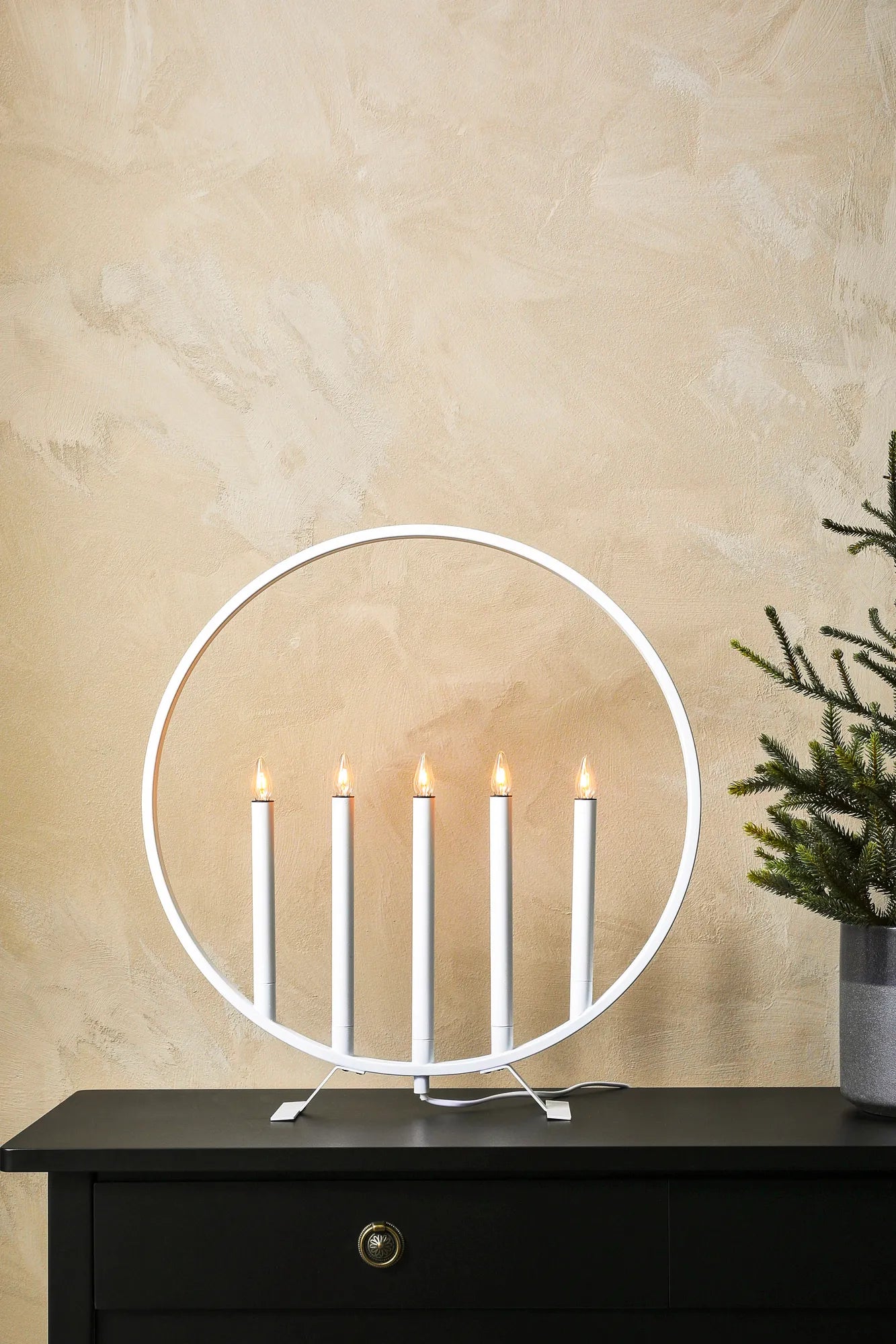Surround vit adventsljusstake julbelysning | Surround white advent candle holder | Surround weiß Adventsleuchter