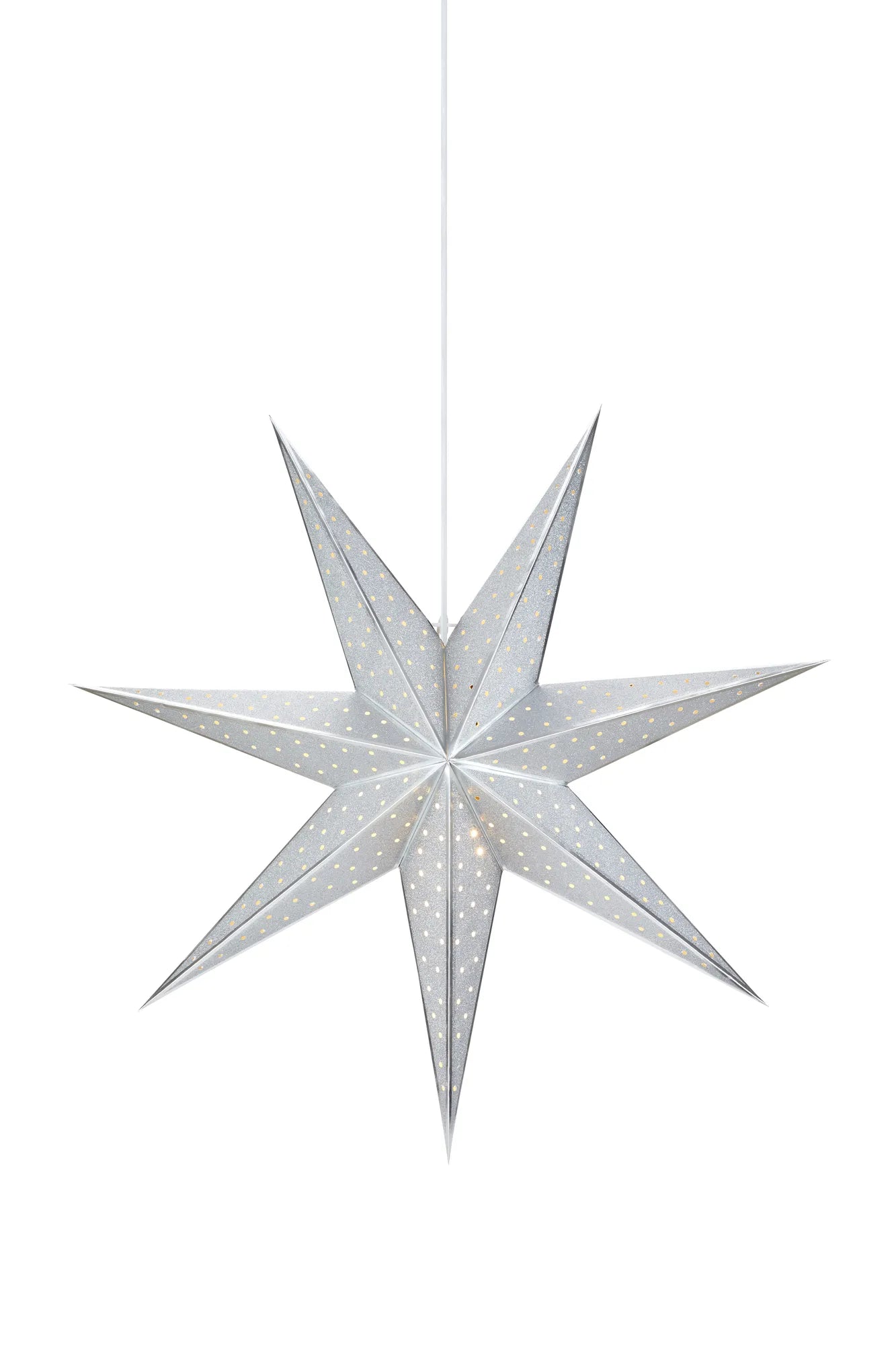 Glitter silver julstjärna 75 cm 705788 | Glitter silver Christmas star | Glitter Silber Weihnachtsstern Beleuchtung 705788