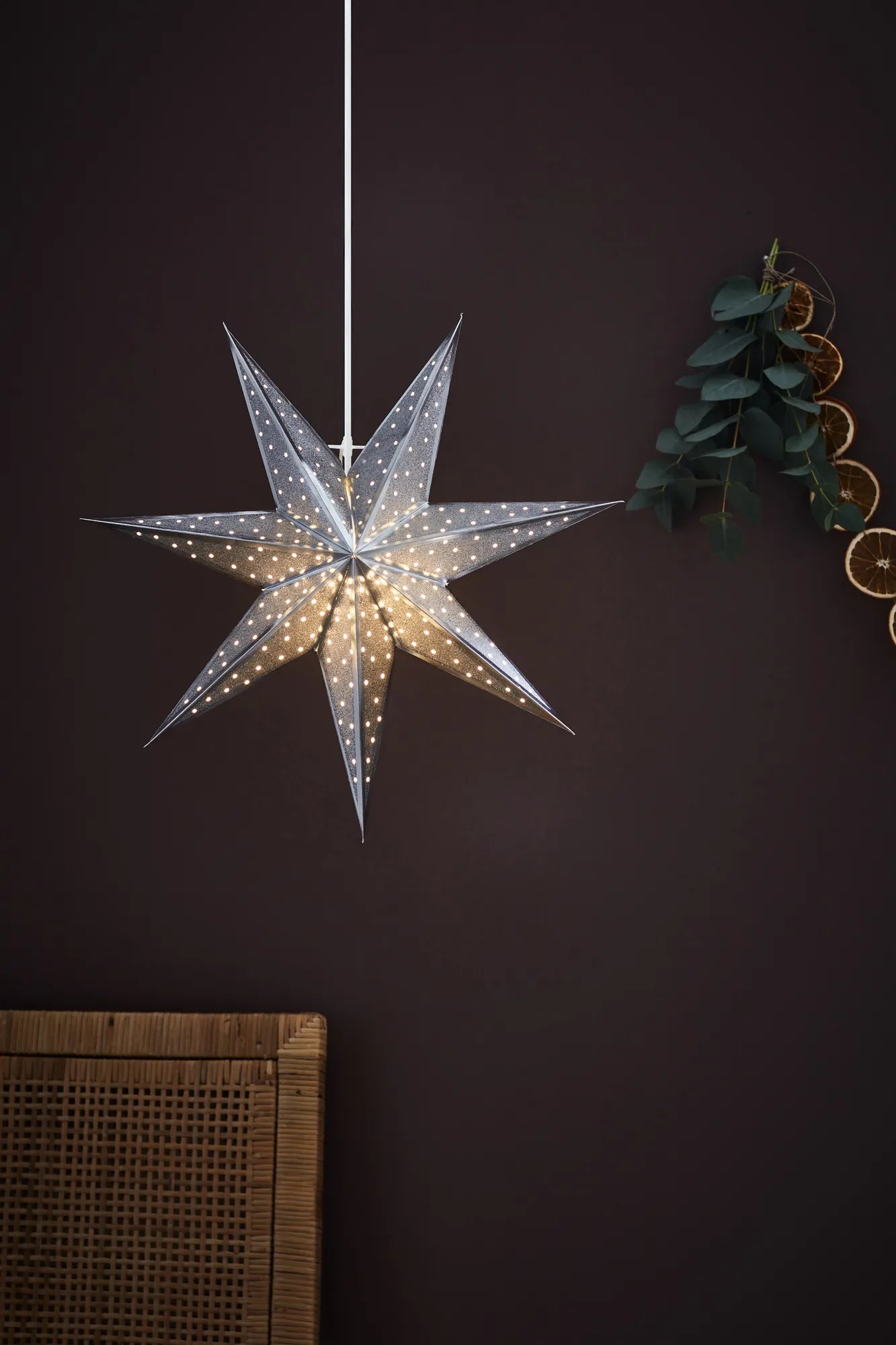 Glitter silver julstjärna 45 cm julbelysning | Glitter silver Christmas star | Glitter Silber Weihnachtsstern Beleuchtung