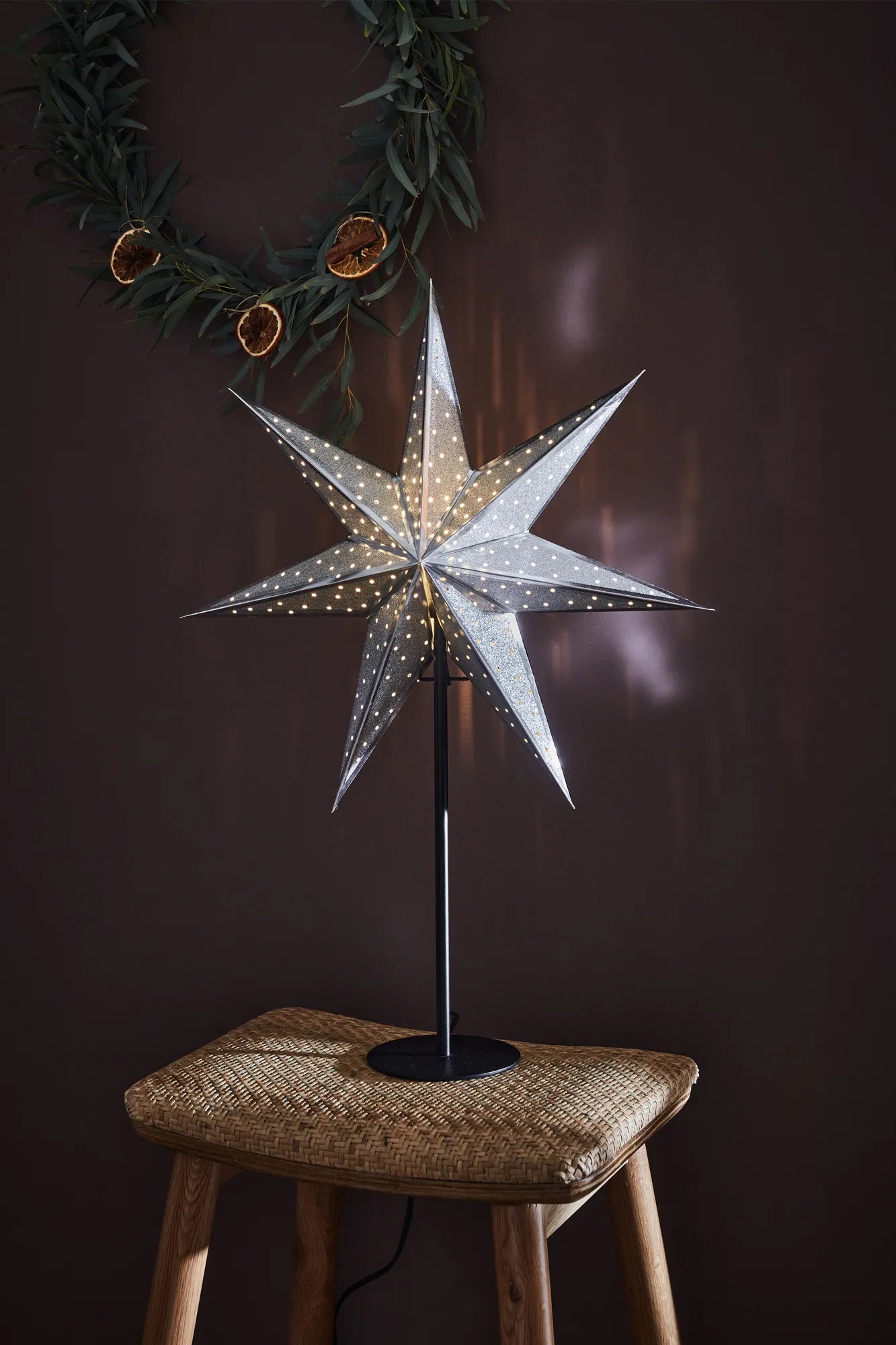 Glitter silver julstjärna julbelysning | Glitter silver Christmas star light | Glitter Silber Weihnachtsstern Beleuchtung