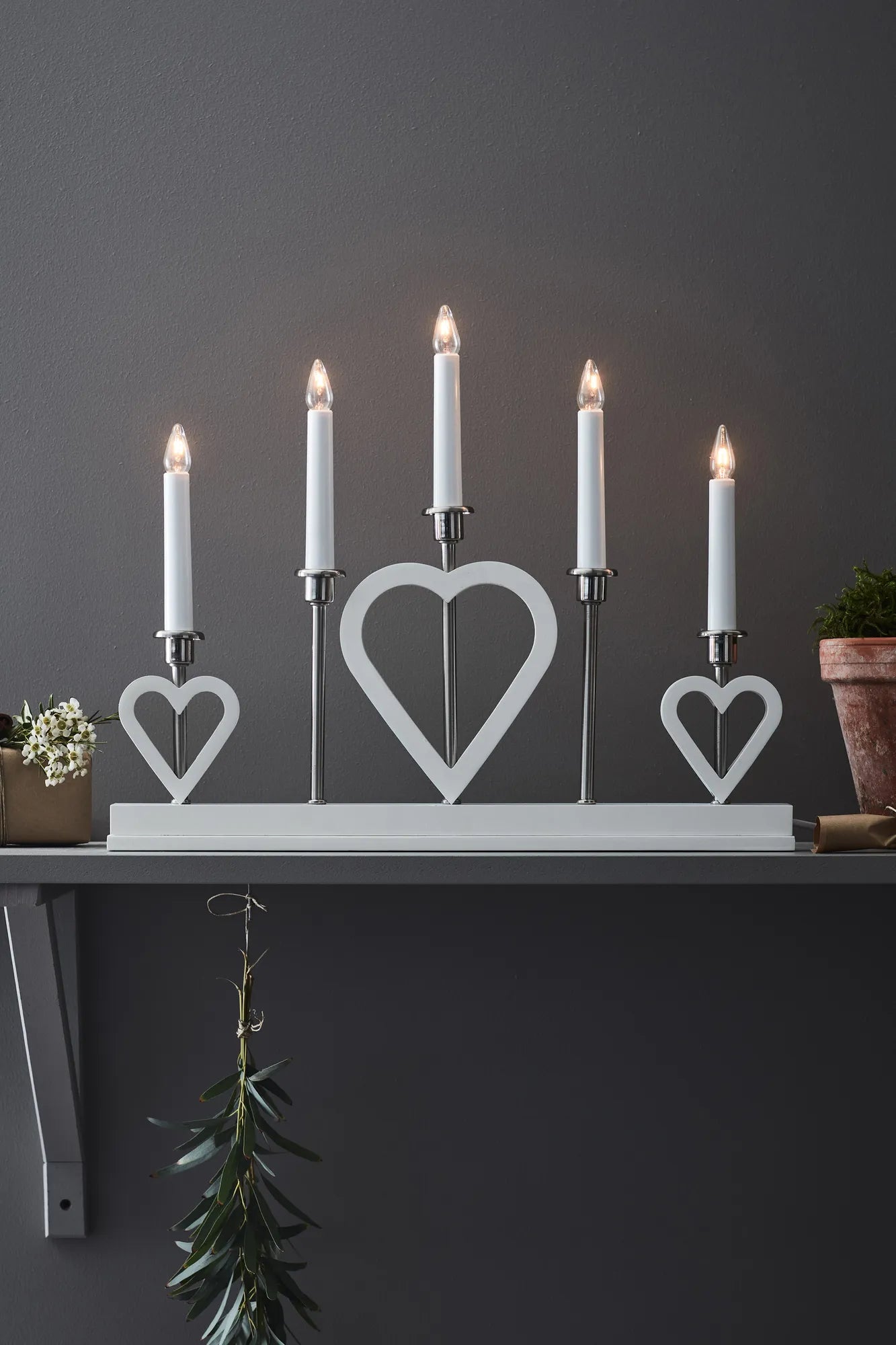Melissa vit adventsljusstake julbelysning | Melissa white advent candle holder | Melissa weiß Adventsleuchter