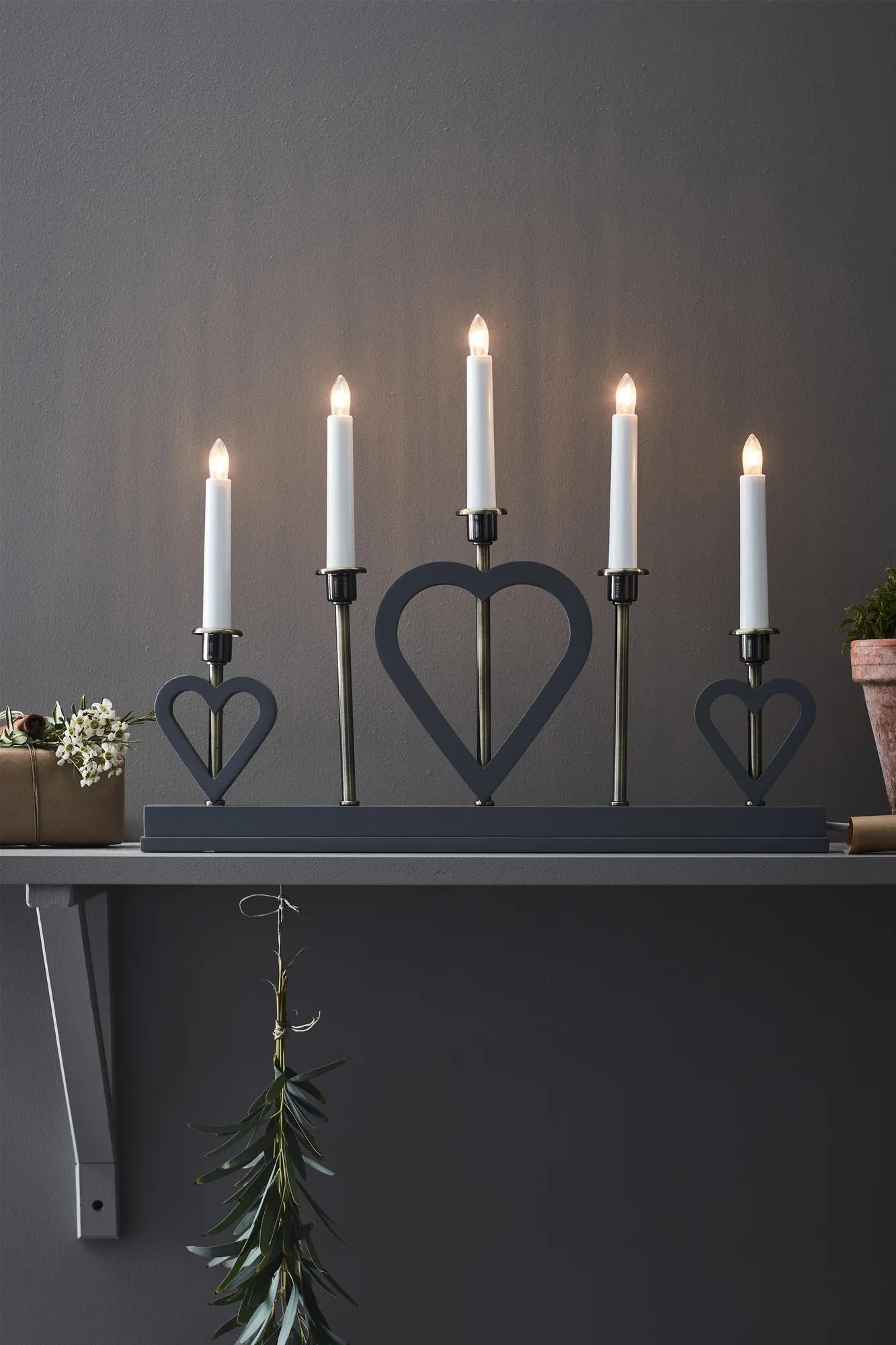Melissa grå adventsljusstake julbelysning | Melissa grey advent candle holder | Melissa grau Adventsleuchter