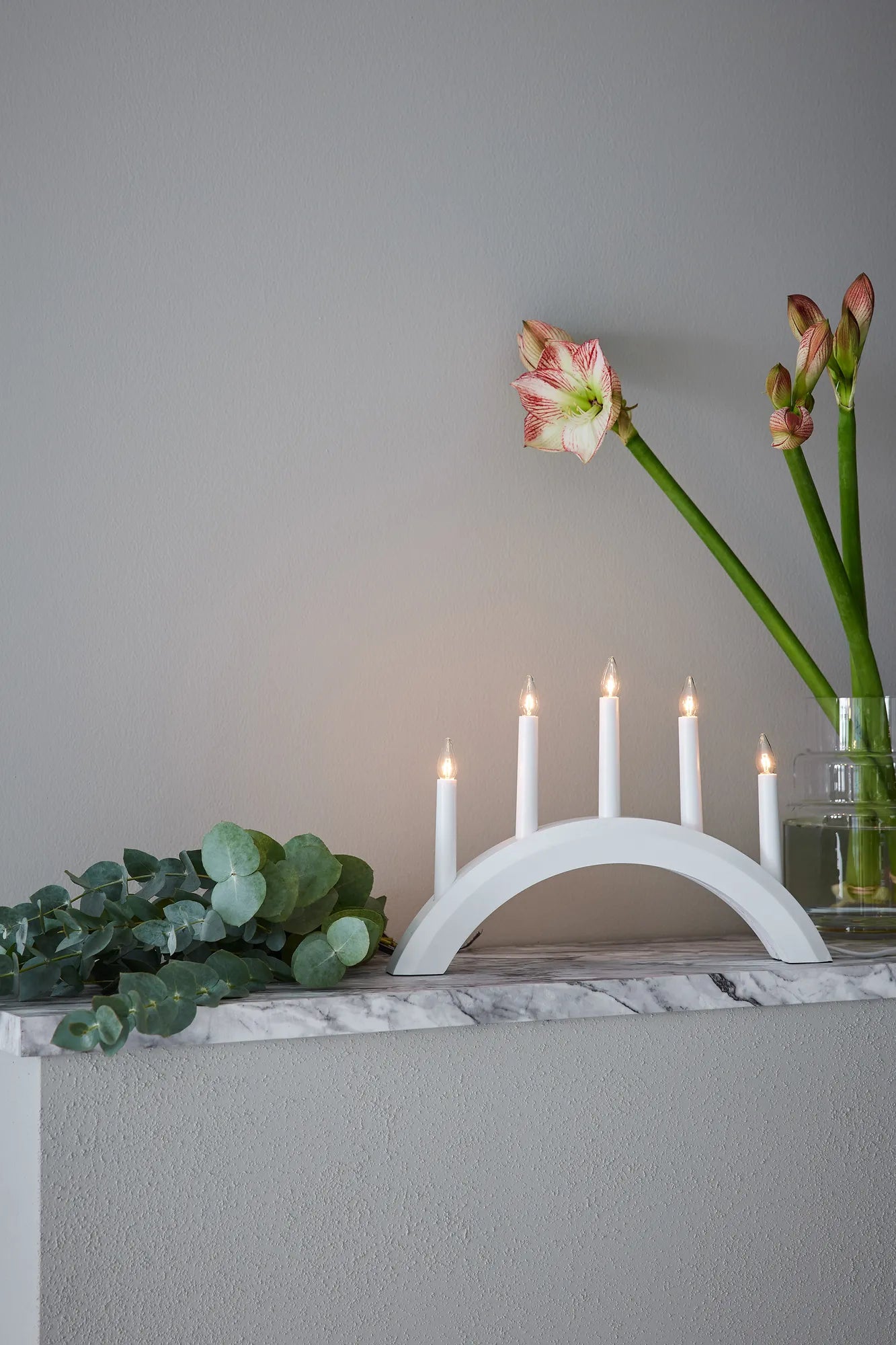 Avento vit adventsljusstake julbelysning | Avento white advent candle holder | Avento weiß Adventsleuchter