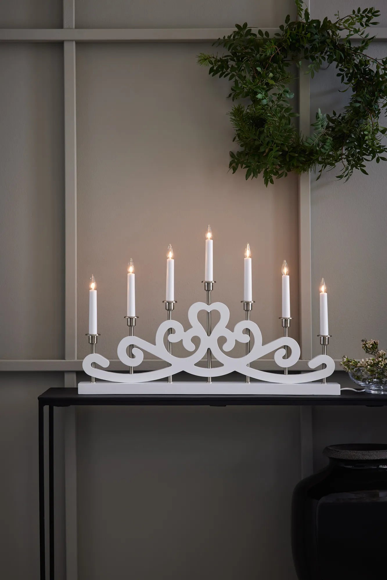 Nightfall vit adventsljusstake julbelysning | Nightfall white advent candle holder | Nightfall weiß Adventsleuchter