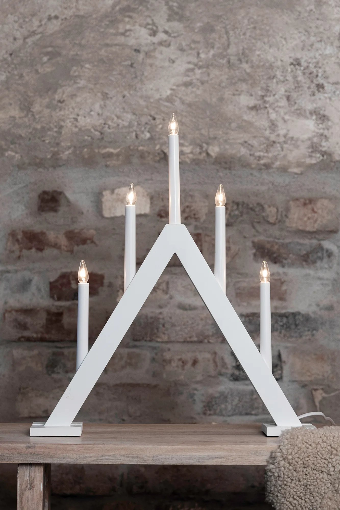Ariele vit adventsljusstake 47 cm julbelysning | Ariele white advent candle holder | Ariele weiß Adventsleuchter